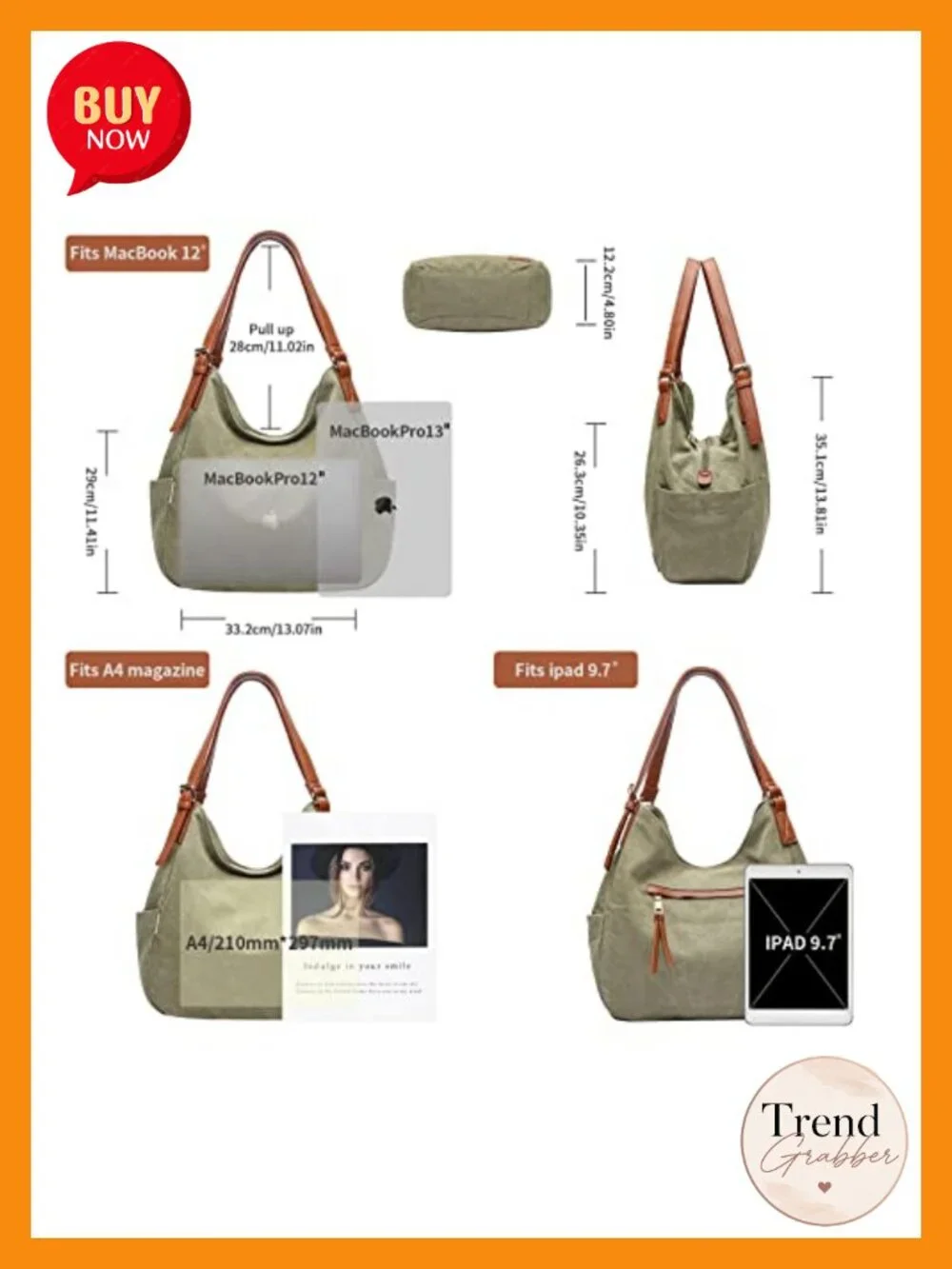 Canvas Hobo Tote Multi Pocket Shoulder Bag Embroidered Ethnic Purse
